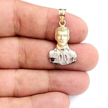 Load image into Gallery viewer, 14k two tone gold Jesus Malverde Narco saint Sinaloa pendant fine jewelry 2.2g
