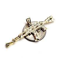 Load image into Gallery viewer, 14k yellow Gold AK-47 machine gun military rifle Pendant charm fine gift 8.7g
