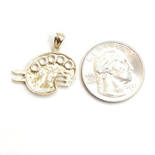 Load image into Gallery viewer, 14k Yellow Gold paint pallet brush Pendant charm painter tool fine jewelry 2.9g
