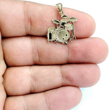 Load image into Gallery viewer, 14k yellow Gold solid Drum sets Pendant charm gift instrument fine jewelry 1.4g
