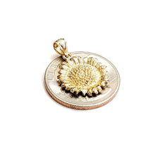 Load image into Gallery viewer, New 14k yellow Gold solid sunflower girasol Pendant charm gift fine jewelry 2.5g
