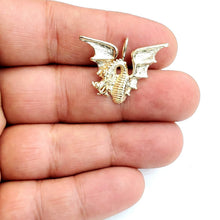 Load image into Gallery viewer, New 14k yellow Gold winged dragon Pendant charm solid gift fine jewelry 3.6g
