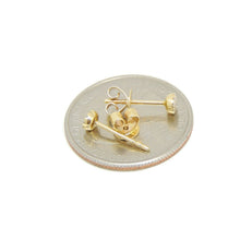 Load image into Gallery viewer, New 14k yellow Gold 0.13Ct Round Diamonds stud Earrings gift Push Back Fastening
