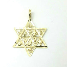 Load image into Gallery viewer, 14k yellow gold star of David 12 tribes of Israel pendant religious gift 1.2g

