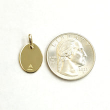 Load image into Gallery viewer, 14k Yellow Gold solid tiny oval name tag engravable Pendant charm shiny 1.5g

