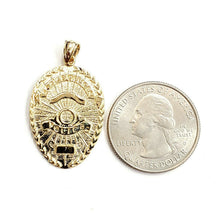 Load image into Gallery viewer, 14k yellow gold police officer badge pendant charm Fine Jewelry men women 4.1g
