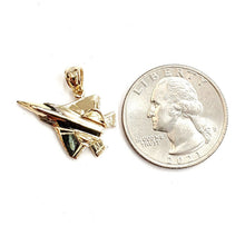 Load image into Gallery viewer, 14k yellow Gold solid 3D F22 Raptor jet pendant charm gift fine jewelry 2.5g
