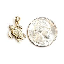 Load image into Gallery viewer, New 14k yellow gold solid 3D turtle pendant charm lucky gift fine jewelry 3.2g
