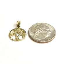 Load image into Gallery viewer, 10k Yellow gold round tree of life lucky pendant charm fine Jewelry gift 1.3g
