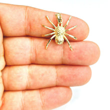 Load image into Gallery viewer, New 14k yellow Gold solid Spider Pendant charm spooky gift fine jewelry 2.9g
