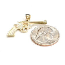 Load image into Gallery viewer, 14k yellow solid Gold handgun pistol gun Pendant charm fine gift jewelry 2.6g
