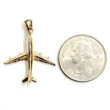 Load image into Gallery viewer, 14k yellow Gold solid Airplane Aviation 3D pendant charm gift fine jewelry 3.4g
