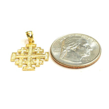 Load image into Gallery viewer, 14k Yellow gold Jerusalem Cross medal pendant charm religious fine jewelry 1.3g
