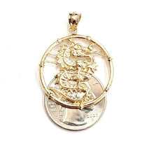 Load image into Gallery viewer, 14k yellow Gold round dragon Pendant charm solid gift fine jewelry unisex 5.5g
