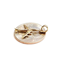 Load image into Gallery viewer, 14k yellow Gold Tiny Airplane Aviation plane 3D pendant gift fine jewelry 1.1g
