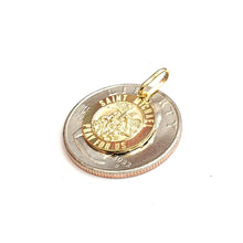 Load image into Gallery viewer, 14k solid yellow gold round saint Michael pendant fine religious gift 0.60" 2g
