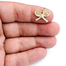 Load image into Gallery viewer, 14k yellow Gold Tiny Tennis Racket Pendant charm sport game fine jewelry 1.5g
