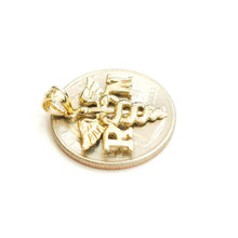 Load image into Gallery viewer, 14k yellow Gold RN caduceus medical sign nurse Pendant charm fine jewelry 1.5g
