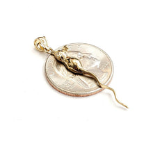 Load image into Gallery viewer, 14k yellow Gold long tail mouse rat Pendant animal charm gift fine jewelry 1.5g
