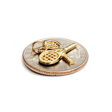 Load image into Gallery viewer, 14k yellow Gold Tiny Tennis Racket Pendant charm sport game fine jewelry 1.5g
