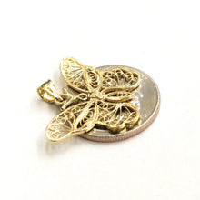 Load image into Gallery viewer, New 14k yellow Gold butterfly Pendant charm filigree gift fine jewelry 2.4g

