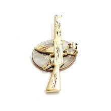 Load image into Gallery viewer, 14k yellow Gold AK-47 machine gun military rifle Pendant charm fine gift 3.4g

