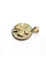 Load image into Gallery viewer, New 10k yellow Gold clover leaf lucky Pendant fine gift jewelry diamond cut 2g
