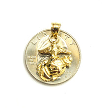 Load image into Gallery viewer, New 14k yellow gold Tiny US Marine Corps Emblem pendant Fine Jewelry Unisex 2.4g
