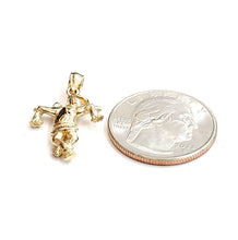 Load image into Gallery viewer, New 14k yellow Gold solid 3D scarecrow Pendant charm Gift fine jewelry 3.3g
