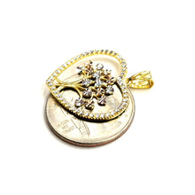 Load image into Gallery viewer, 14k Tri Color gold Heart tree of life lucky pendant charm fine gift for her 2.2g
