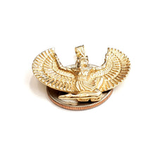 Load image into Gallery viewer, 14k yellow solid Gold Egyptian isis winged goddess Pendant fine jewelry 11.2g
