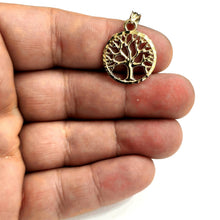 Load image into Gallery viewer, 10k Yellow gold round tree of life lucky pendant charm fine Jewelry gift 2.8g
