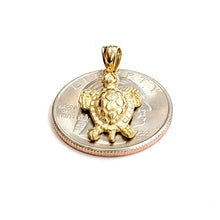 Load image into Gallery viewer, New 14k yellow gold solid turtle pendant charm lucky gift fine jewelry 2.4g
