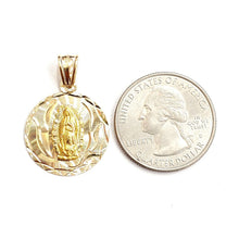 Load image into Gallery viewer, 14k yellow gold round virgin Mary Guadalupe religious pendant diamond cut 2.5g
