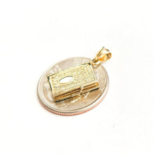Load image into Gallery viewer, 14k yellow gold Holy Bible book pages our father prayer pendant jewelry 3.8g
