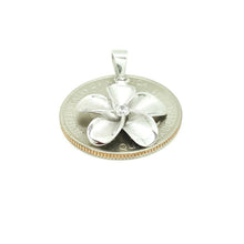 Load image into Gallery viewer, New 14k white Gold Hawaiian flower pendant cubic zirconia fine jewelry 1.9g
