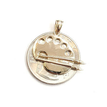 Load image into Gallery viewer, 14k Yellow Gold paint pallet brush Pendant charm painter tool fine jewelry 2.9g
