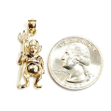 Load image into Gallery viewer, New 14k yellow Gold solid Devil Pitchfork Pendant charm Gift fine jewelry 3.3g

