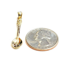 Load image into Gallery viewer, New 14k yellow Gold solid 3D spoon Pendant charm gift fine jewelry 1.8g
