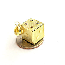 Load image into Gallery viewer, 10k yellow Gold 3D dice Pendant charm gamble Vegas gift sport fine jewelry 6.6g
