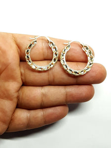 New 10K yellow Gold 1.06" 3.85mm turkish hoop Earrings Round fine jewelry 3.3g