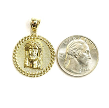 Load image into Gallery viewer, 10k yellow gold round Jesus face head pendant charm religious jewelry 0.97" 3.7g
