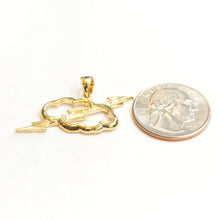 Load image into Gallery viewer, New 14k yellow gold cloud lightning bolt thunder pendant charm fine jewelry 3.1g

