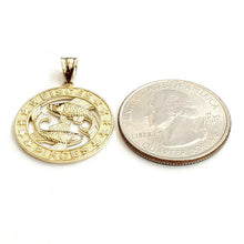 Load image into Gallery viewer, 10k yellow Gold round Pisces fish zodiac Pendant charm fine jewelry unisex 2.6g
