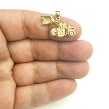 Load image into Gallery viewer, 14k yellow Gold  Bulldozer Loader truck car Pendant charm gift fine jewelry 2.9g

