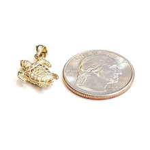 Load image into Gallery viewer, New 14k yellow gold solid 3D turtle pendant charm lucky gift fine jewelry 3.2g
