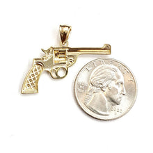Load image into Gallery viewer, 14k yellow solid Gold handgun pistol gun Pendant charm fine gift jewelry 2.6g
