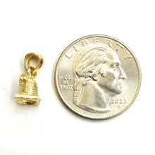 Load image into Gallery viewer, New 14k yellow gold Solid Tiny 3D Bell pendant charm Gift fine jewelry 1.9g
