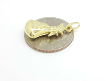 Load image into Gallery viewer, 14k yellow gold 3D hollow dollar sign money bag lucky pendant charm gift 1.4g
