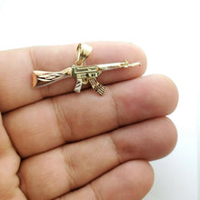 Load image into Gallery viewer, 14k 3 color Gold AK-47 machine gun military rifle Pendant charm fine gift 1.8g
